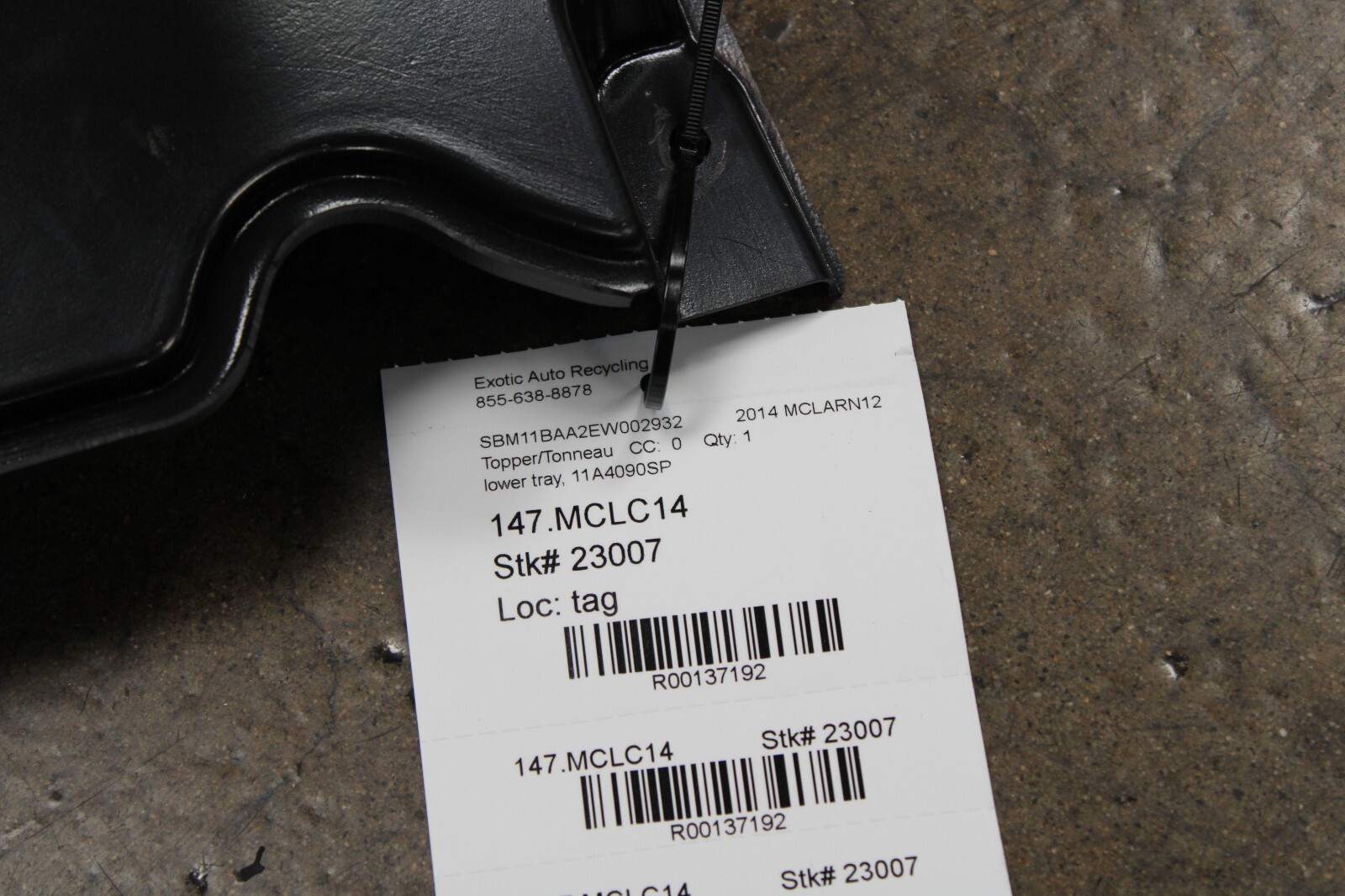 McLaren MP4-12C, Topper / Tonneau Lower Tray, Used, P/N 11A4090SP