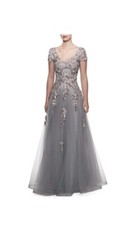  639 LA FEMME EMBROIDERED  BEADED BALLGOWN SIZE 4