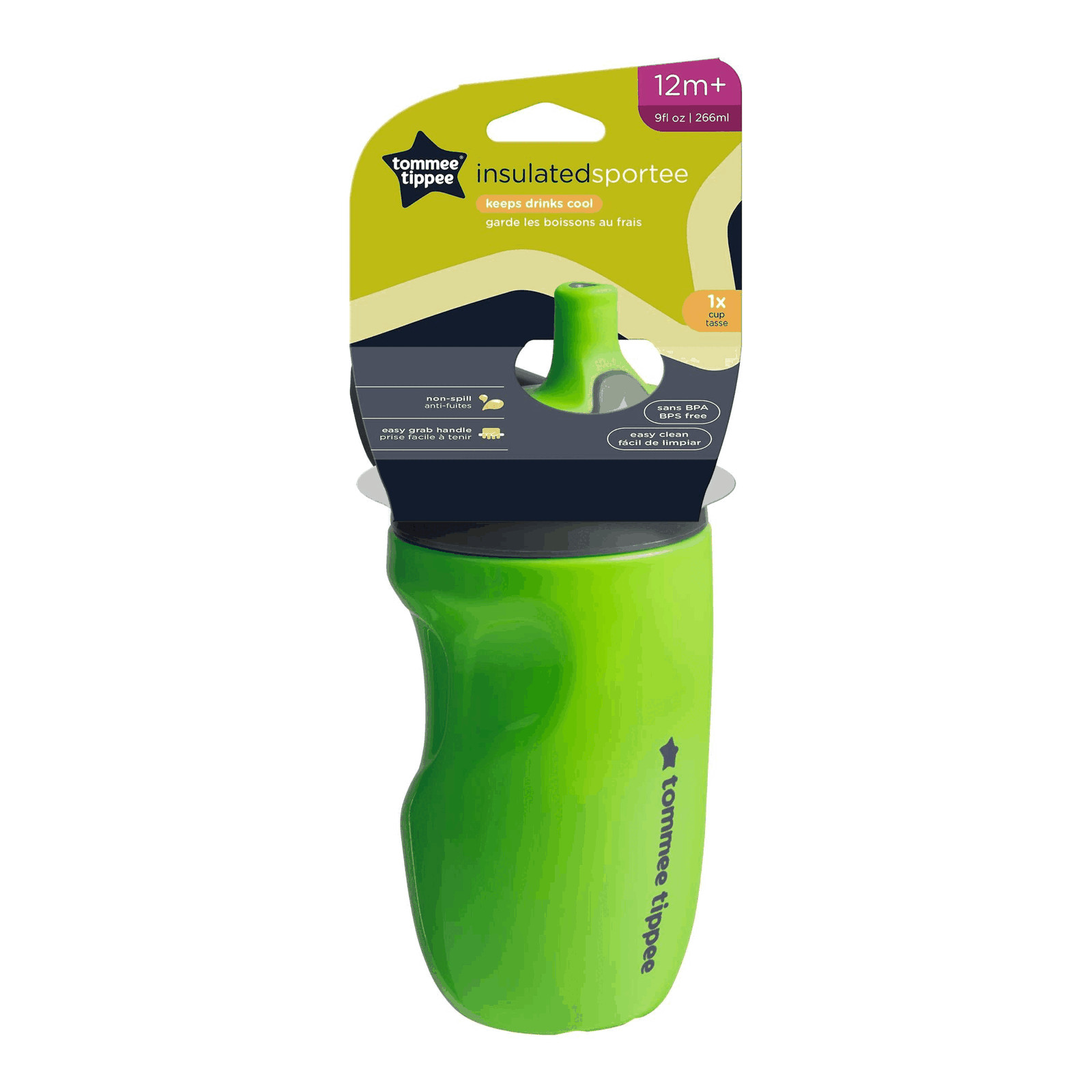 Insulated Sportee Water Bottle for Toddlers Spill Proof Easy to Hold Handle 9oz