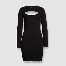 $138 Monrow Women's Black Supersoft Cutout Mini Sweater Dress Size M