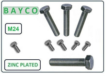 24MM HEX SET SCREW. M24  FULL THREAD ZINC HEX HEAD BOLTS SCREWS - HIGH TENSILE