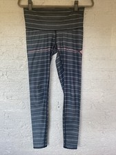 Teeki Leggings Gray Striped Aztec Print Accent Hot Pants Yoga Size Medium