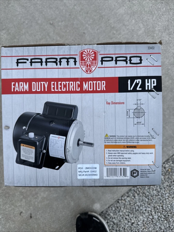 Motor eléctrico monofásico Farm Pro Duty 1800 RPM de 1/2 HP Foto 4 de 4