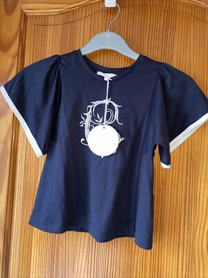 Chloe Designer Mädchen Kurzarm T-Shirt Oberteil Alter 4 Jahre Neu Etikett Marineblau