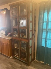 Nantucket Style Reclaimed Wood Tall French Glass Cabinet