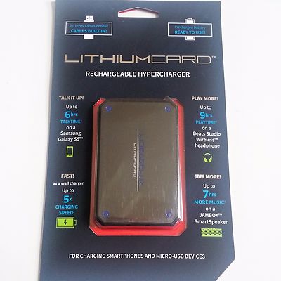 Linearflux Lithiumcard 1200mAh Portable Backup Battery Charger – Gold, Micro USB