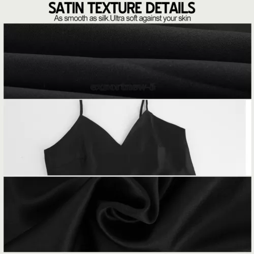 Camisón de satén para mujer Vestido sin cordones para dormir Seda Cuello en V Camisones para mujer S~XL - Imagen 19 de 24
