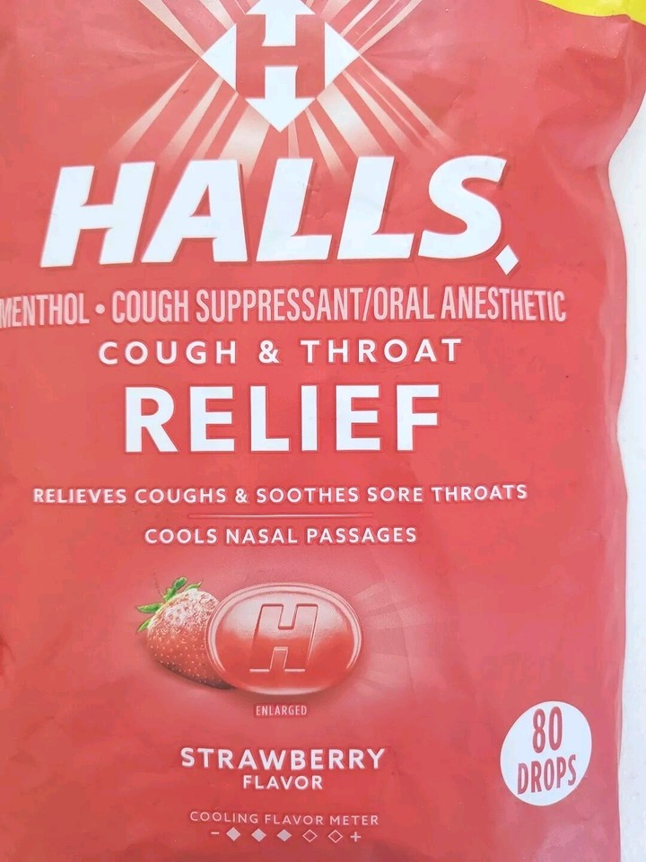 Halls Strawberry Cough & Throat Relief 80 Cough Drops Economy Pack Exp 11/23/24 eBay