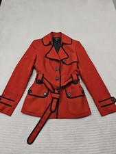 Nine West Suit Jacket Womens 4 Burnt Orange Belted Office Business Dress