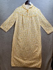VTG Schrank Nightgown Small Cotton Yellow Floral Long Sleeve