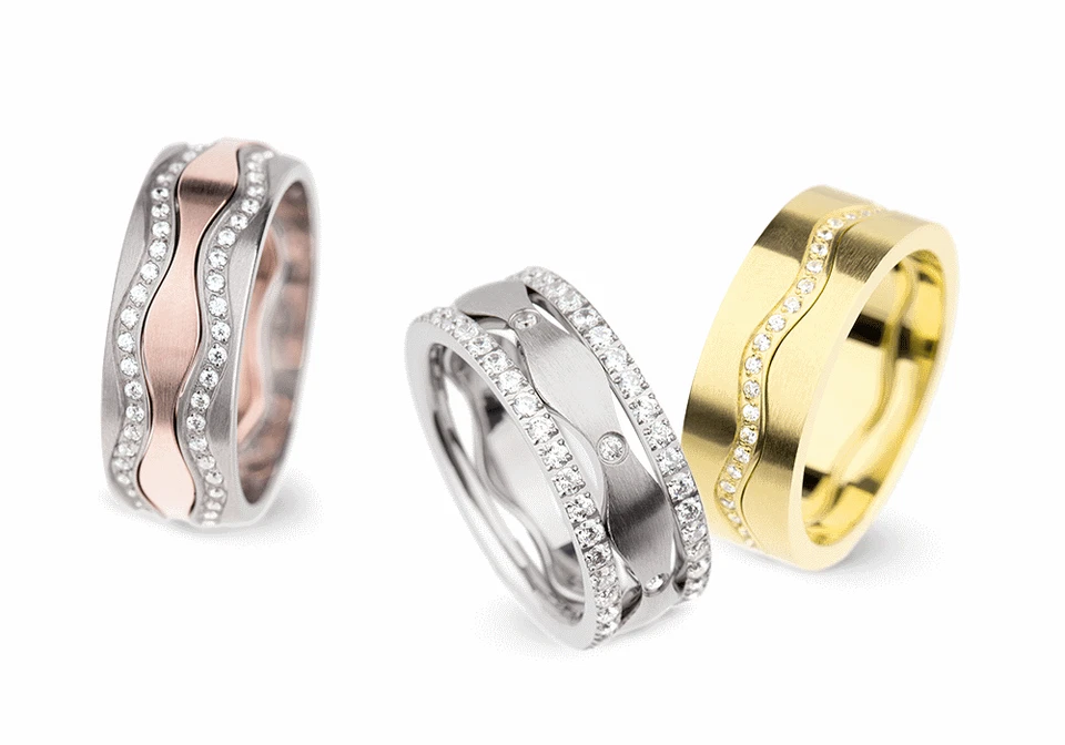 Ernstes Design Evia Ring R556 6mm matt rundrum mit Steinen Vorsteckring Kombirin - Bild 2 von 3