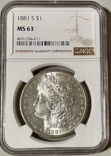 1881-S MS63 Morgan Silver Dollar NGC Mint State 63 * Proof-Like Look