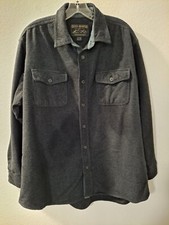 Grizzly Mountain Men' Gray Button-Down Long Sleeve Flannel Chest Pockets, XL