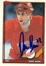 Dave Barr autographed Hockey Card (Detroit Red Wings) 1991 Topps #147