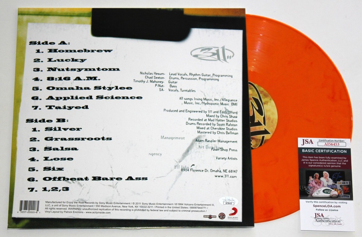 311 BAND SIGNED GRASSROOTS LP ORANGE VINYL RECORD ALBUM HEXUM