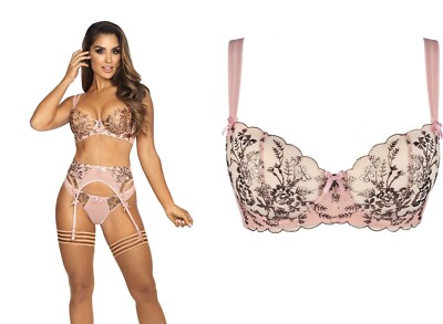 AXAMI BÜGEL BH PINK pink rosa netz tüll clubwear   v-9521