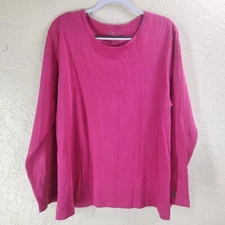 White Cross Scrub Pink Top Long Sleeve Knit Fabric +Size 3X