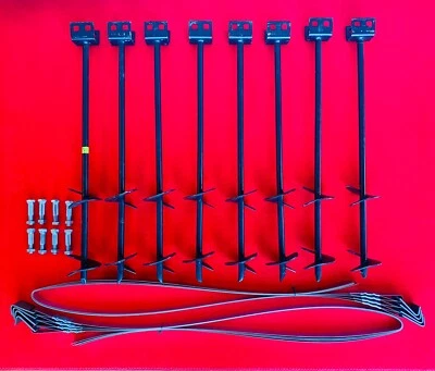 HOME PRIDE Mobile Home Parts Set of 8 Auger Type Anchors Tie Down Straps & Bolts