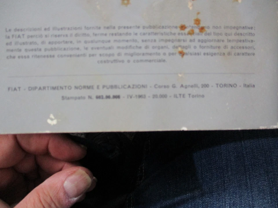 manuale uso manutenzione originale FIAT 1100D BERLINA E FAMILIARE - 1963 - Immagine 3 di 4