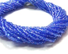 1 FULL HANK  SAPPHIRE IRID  9/0 3-CUT  GLASS SEED BEADS  10 Strands