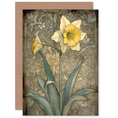Blanko Grußkarte Narzissenliebhaber Blume Pastell Jugendstil zum Geburtstag