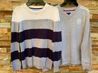 Tommy Hilfiger Lot of 2 Top Long Sleeve Round V Neck Gray Sweaters Sz M 12 /14 — photo 2