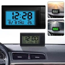Car Digital Clock Thermometer Dashboard Desk LCD Display Auto Interior Decor/