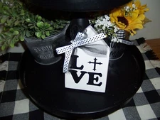 Love house shaped sign Religious Home Decor Tiered Tray Inspirational Faith