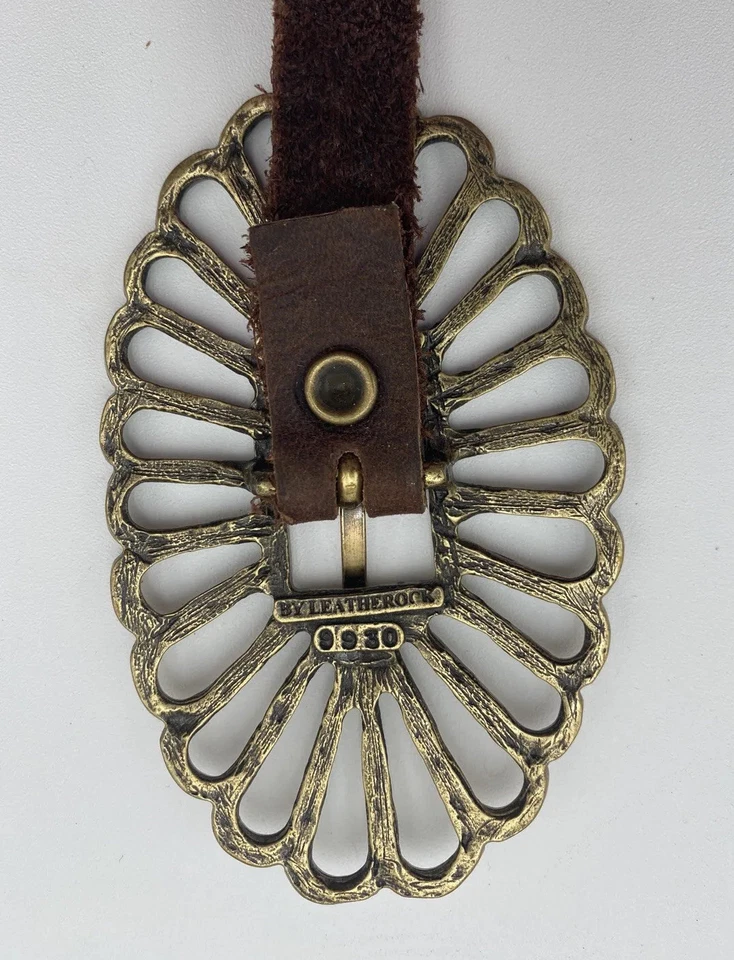 Cinto Leatherock de camurça cintura quadril bronze marrom enfeitado boho vintage 34" - 39" - Imagem 4 de 4
