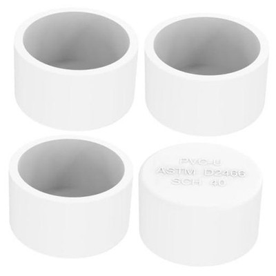 PVC Cap, Compatible with Standard SCH40 3/4'' PVC Pipe Fittings, 3/4 Inch 4 Pcs