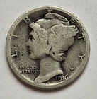 1916-S Mercury Silver Dime 10c - "Good Coin" - Free Shipping