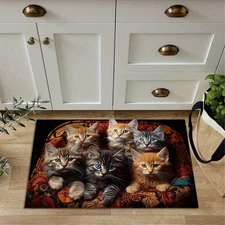 Cat Square Mat, Flannel Colorful Home Decor