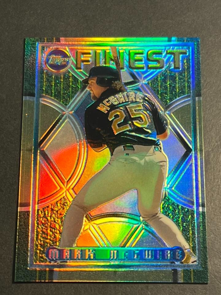 1995 Topps Finest REFRACTOR peel removed Mark McGwire Oakland A's #169 w/dimple
