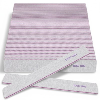 Afcabakila 100/180 Grit Nail Files, 100 Pcs 100 80/80 Square, Gray