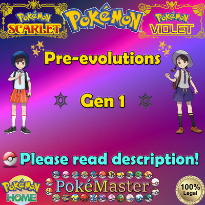  Shiny Non-shiny Gen 1 Pre-evolutions 6IV Scarlet Violet HOME ( Legal)