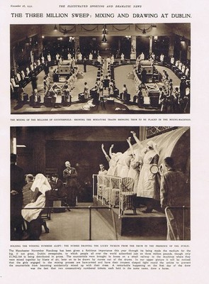 Mixing & Drawing of the Three Million Sweepstakes at Dublin - Vintage Print 1931