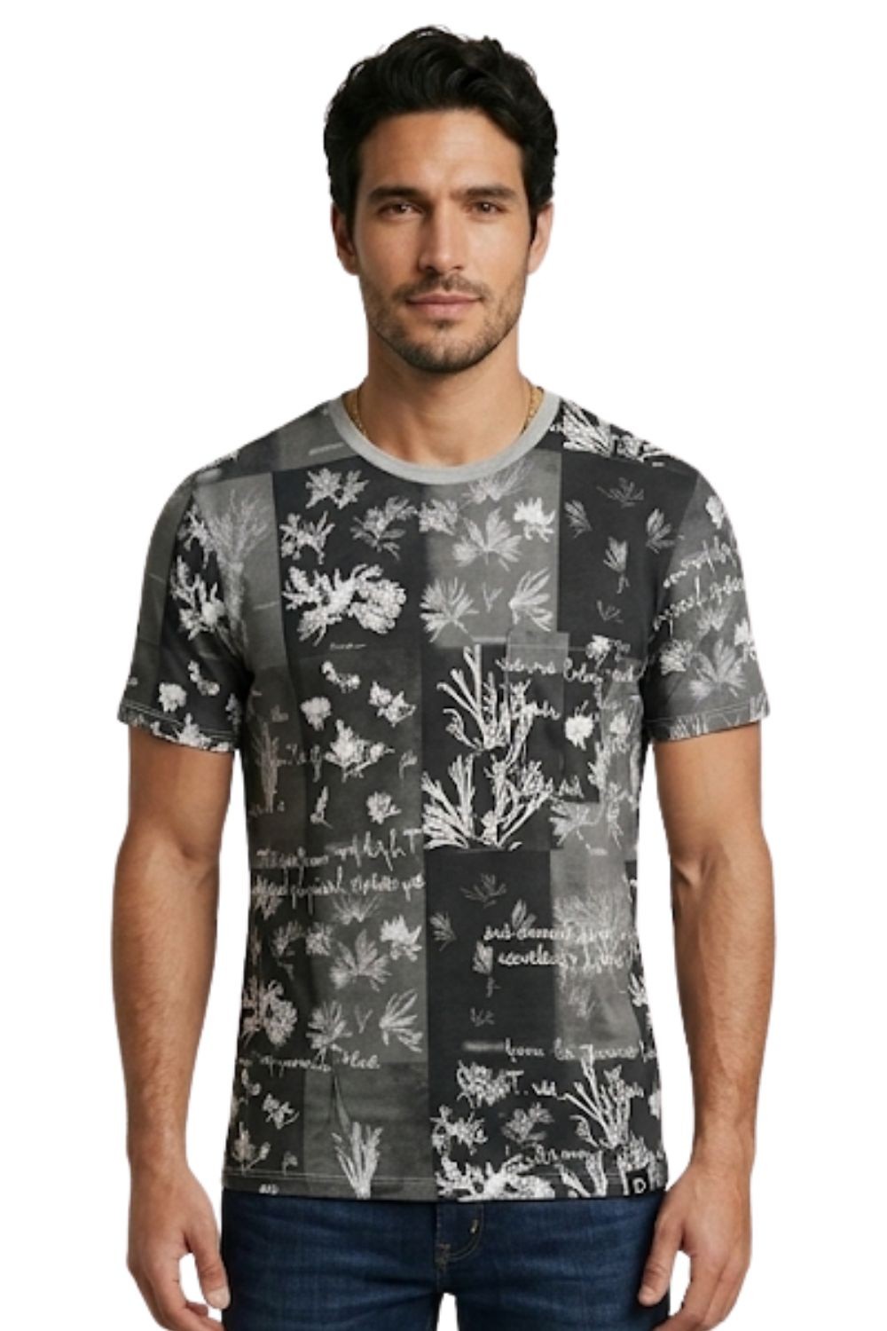 Desigual Herren Tomaco grau bedrucktes T-Shirt XL 10490₽