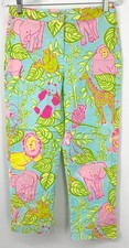 Lily Pulitzer Womens Capri Pants 6 Blue Pink Animals Neon Preppy Colorful Casual