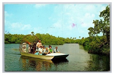Ochopee Florida FL Everglades Airboat Tour Posted 1976 Chrome Postcard