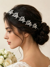 Bridal Silver Rhinestone Wedding Headband, 1920S Vintage Crystal Hair Jewelry, H