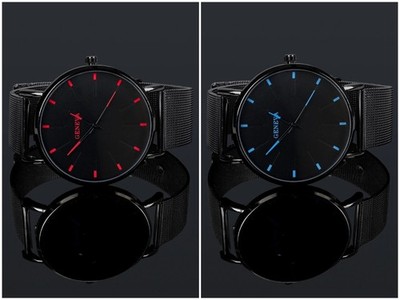 2 Pack Geneva Stainless Steel Mesh Quartz Men's Watches New