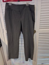 ELLE Gray Polka Dot Straight Leg Dress Pants Size 14 Stretch Career Work