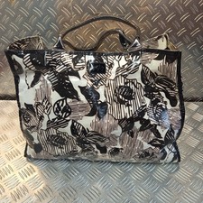 M&S PER UNA POLYVINYL BEACH HOLIDAY GYM WIPEABLE LARGE HANDBAG OCHRE ROSE PRINT