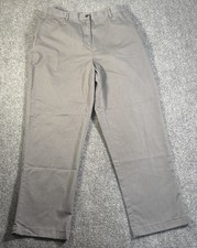 Lands End Pants Womens 14 Gray Solid Stretch Waist Button Zip Pockets Chino