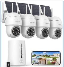 COOAU 4MP Solar Security Camera 4-Pack Wireless Outdoor, 360  PTZ, Night Vision