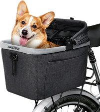 Foldable Dog Rear Bike Basket Supports up to 22 Lbs with Metal Frame, PE Support