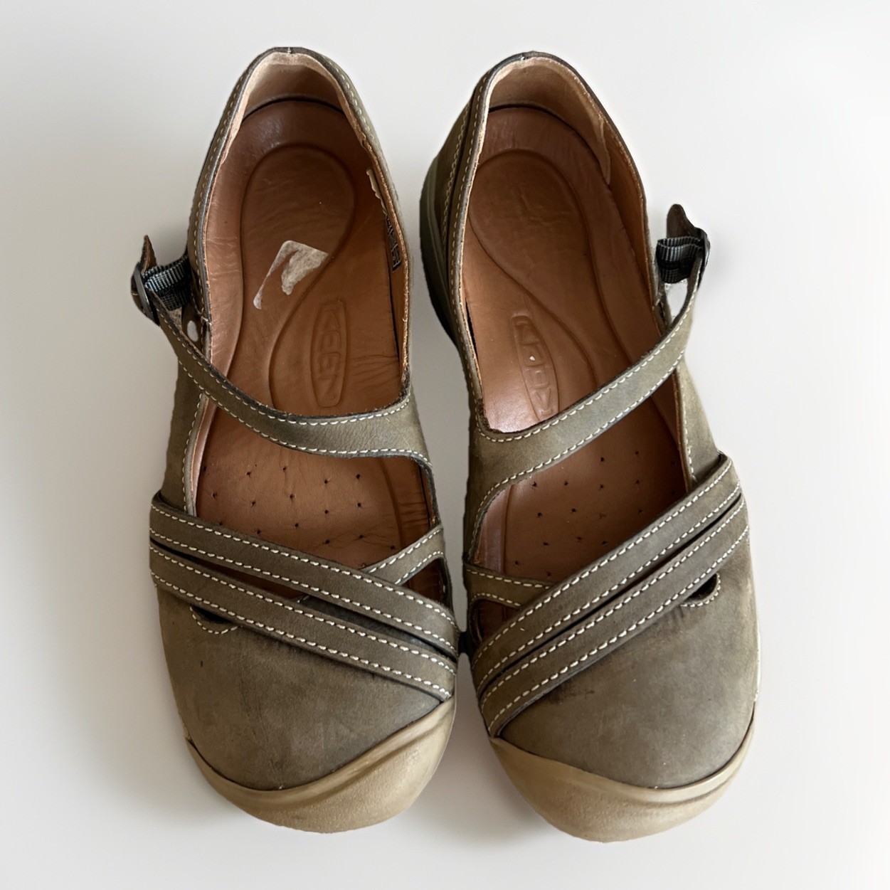 Scarpe Keen Presidio II Mary Jane donna taglia 10 cinturino incrociato pelle marrone