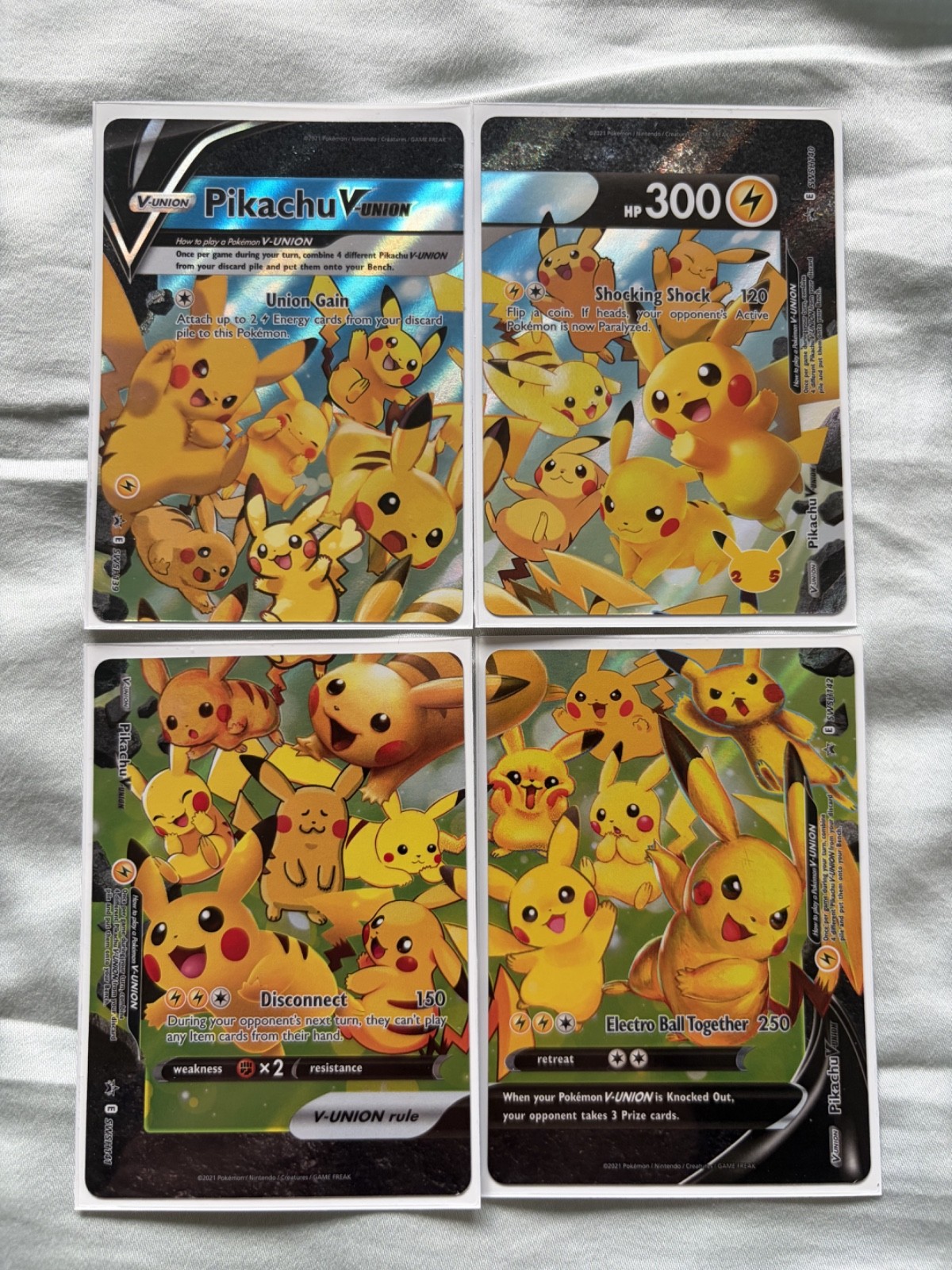 Pikachu V-Union SWSH139-SWSH142 Black Star Promo Pokemon Cards 