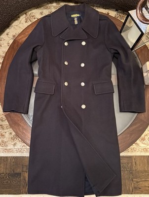 Ralph Lauren Rugby Gent s Size Medium Wool British Officer s COAT Navy Blue