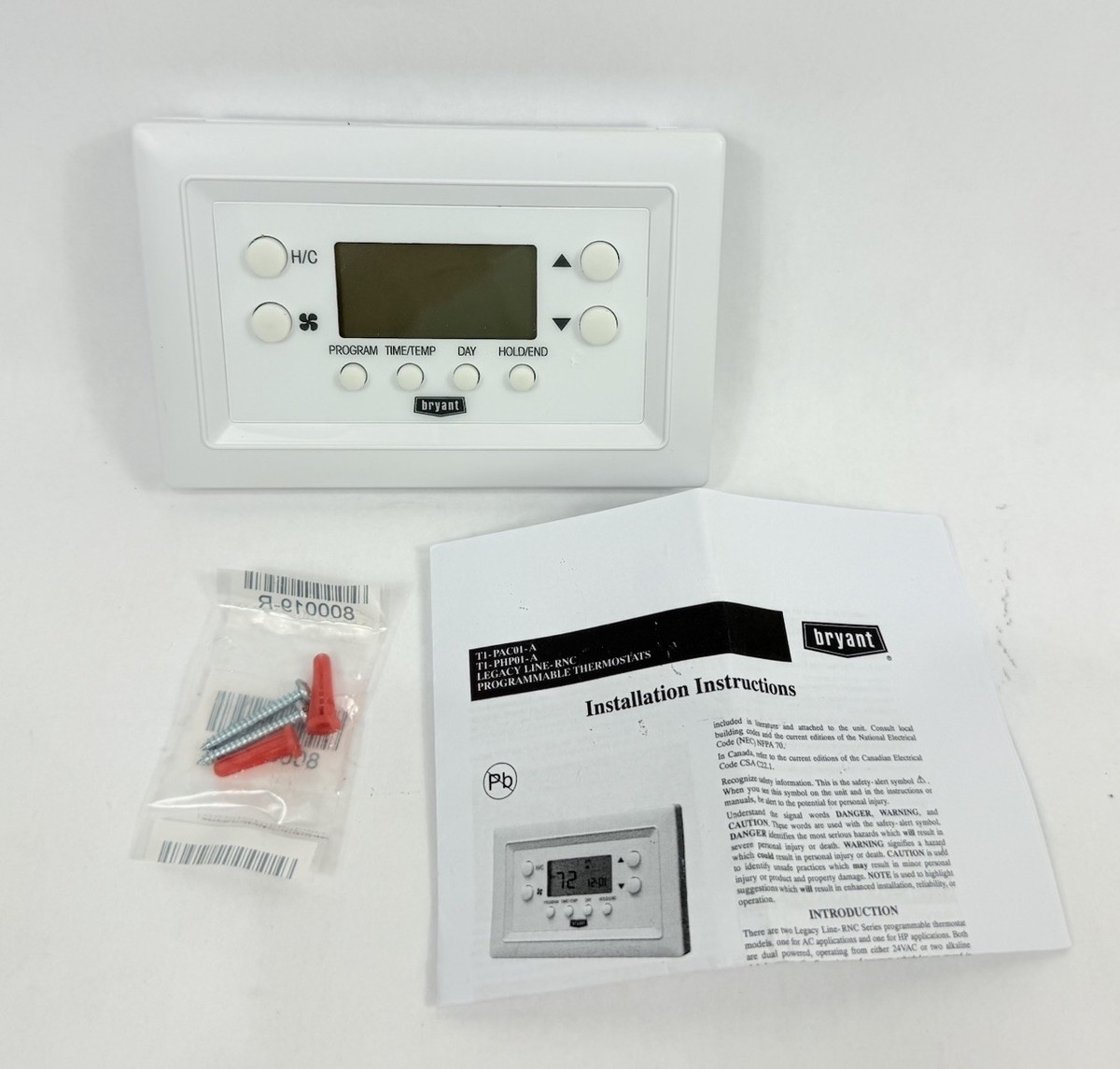 Bryant Programmable Thermostat T1-PAC01-A Brand New Without Box w Manual